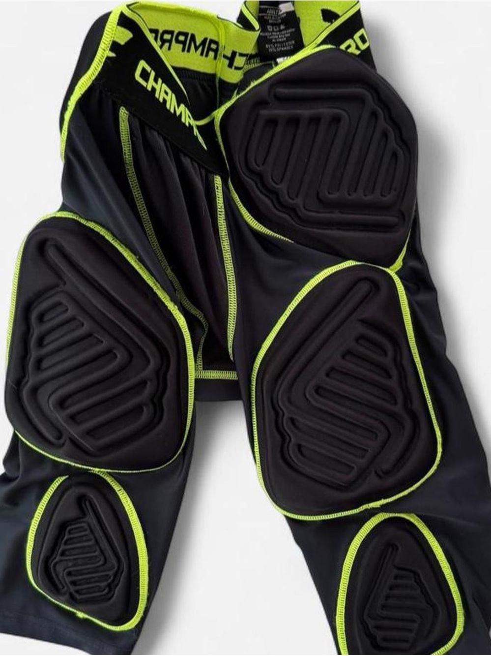 Champro Bull Rush 7-Pad Football Girdle Adult Small Black Green